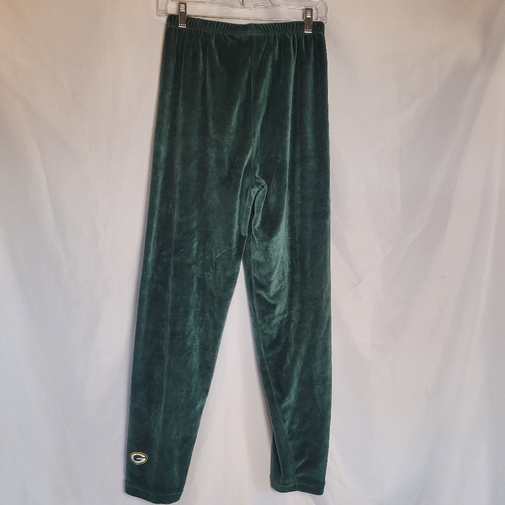 NFL Greenbay Packers VTG Green Velour Pullon On Pants Size Medium